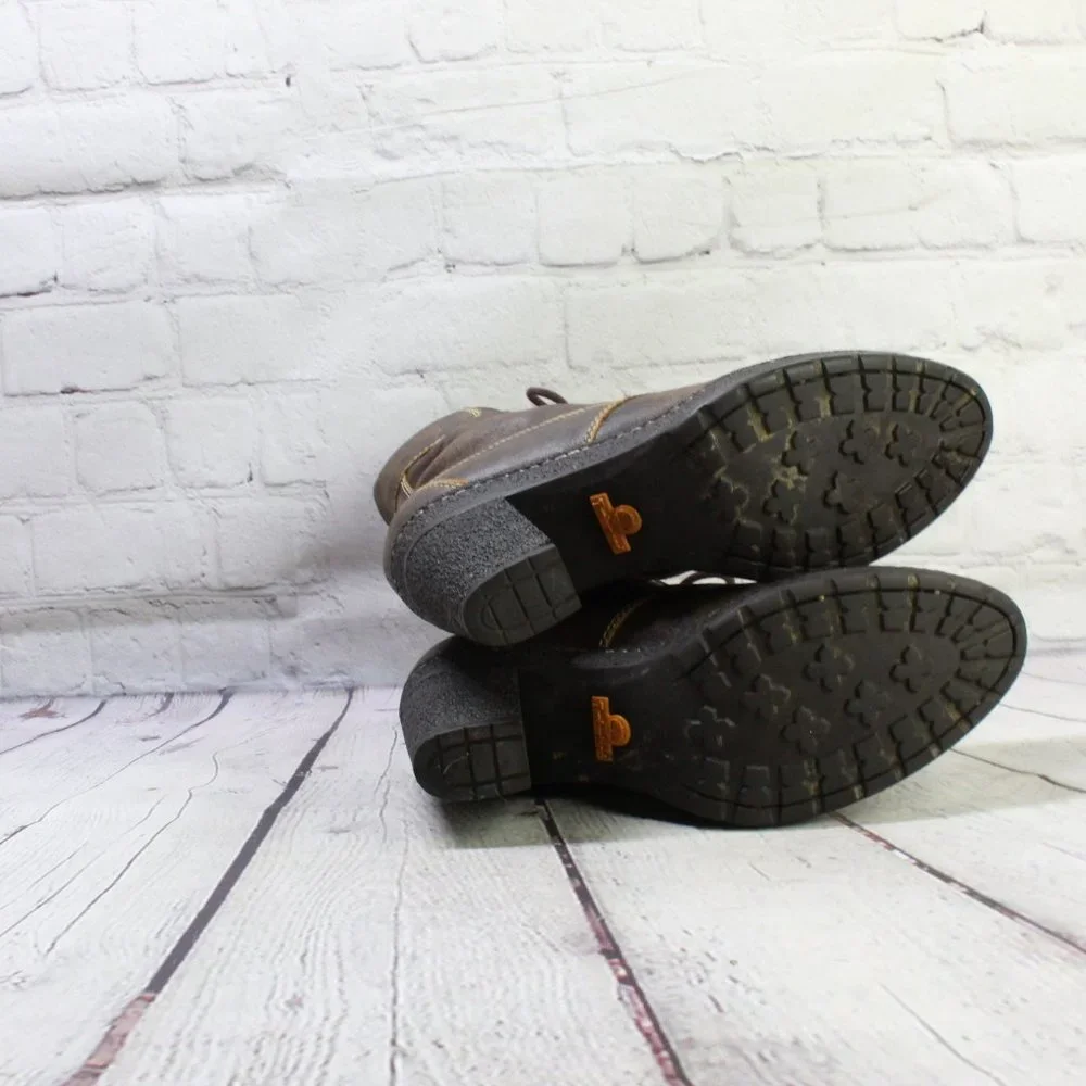 TIMBERLAND Brown Leather Chunky Heel Lace Up Winter Boots Size 7.5 M - Picture 10 of 10